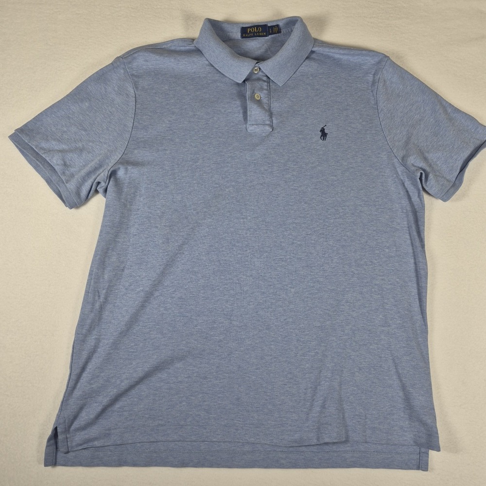 Polo‎ Ralph Lauren Collared Shirt Men's L Blue Short Sleeve Embroidered Pony